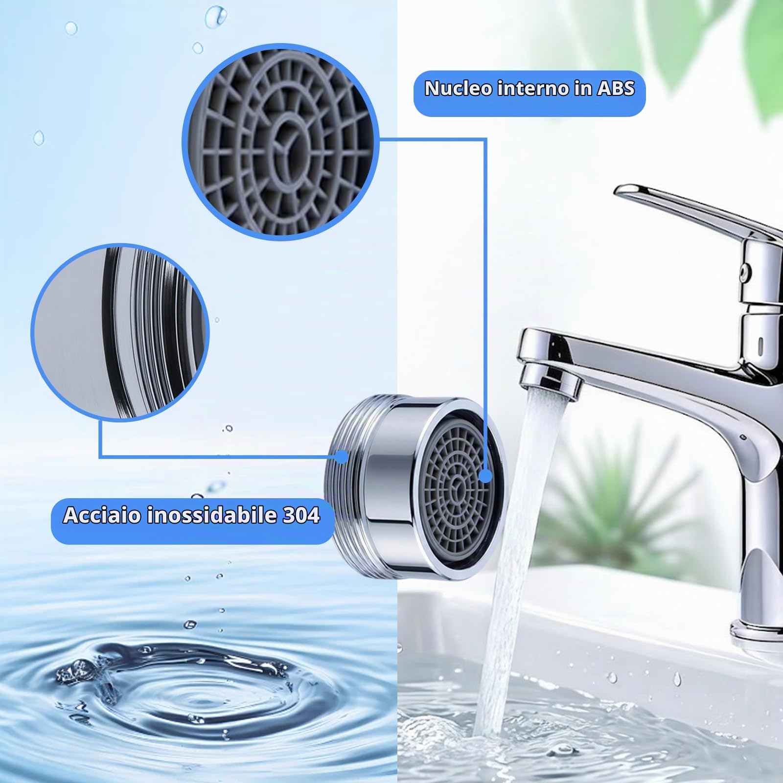 Set da 10 Aeratore Rubinetto M24 con Chiave di Montaggio | Rompigetto Filetto Maschio, Filtro e Dispositivo Risparmio Acqua per Cucina e Bagno