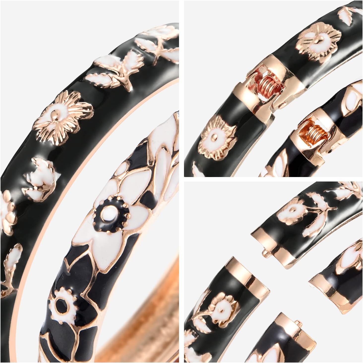 UJOY Bangles Bracelets Gorgeous Enameled Flower Cloisonne Plated Indian Jewelry Sets Box for Womens Gift