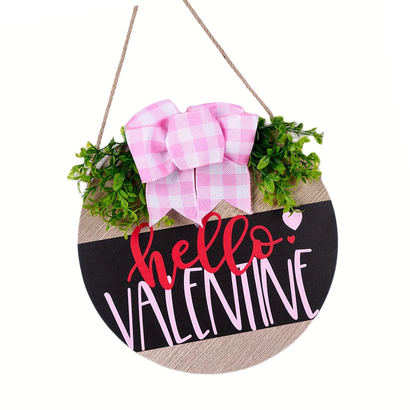 Kalttoy Type C Happy Valentines Day Sign 11.81Inch Heart Door Sign Hanging Ornament Valentines Wood Wall Decoration For Wedding Home Decoration