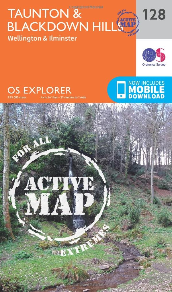 Taunton & Blackdown Hills Map | Weatherproof | Wellington & Ilminster | Ordnance Survey | OS Explorer Active Map 128 | England | Walks | Hiking | Maps | Adventure