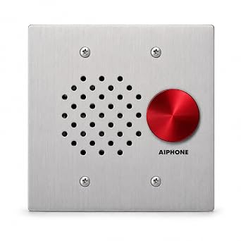 Aiphone LE-SSR 2-Gang Stainless Steel Door Station with Red Mushroom Button