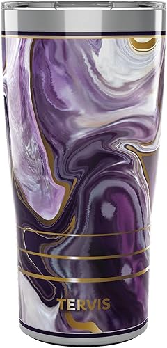 Tervis Traveler Marble - Vaso de viaje con triple aislamiento de Alexandrite mantiene las bebidas frías y calientes, 20 onzas, acero inoxidable
