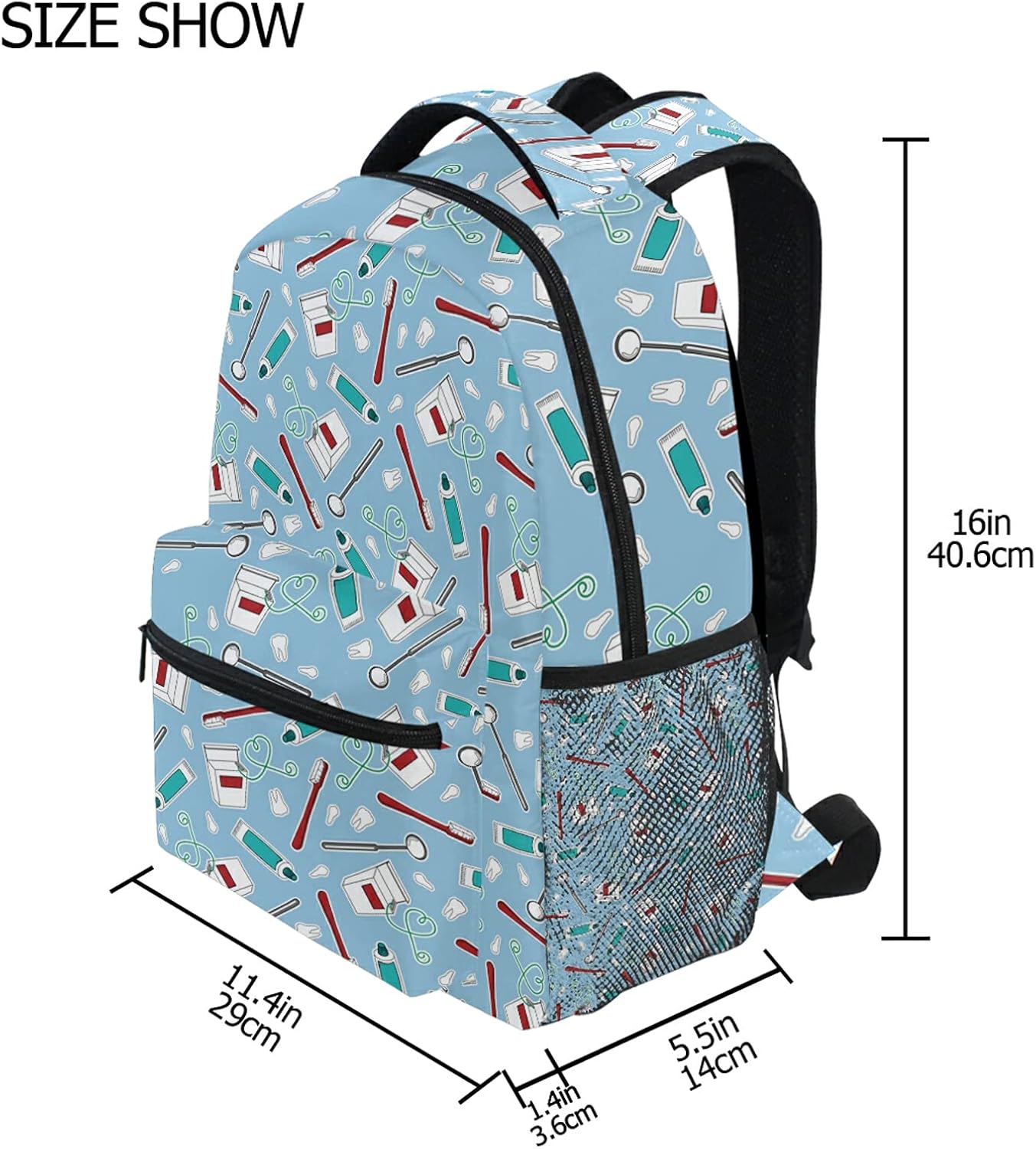 Backpack Travel Cute Dentist Dental Hygienist School Bookbags Shoulder Laptop Daypack College Bag for Womens Mens Boys Girls