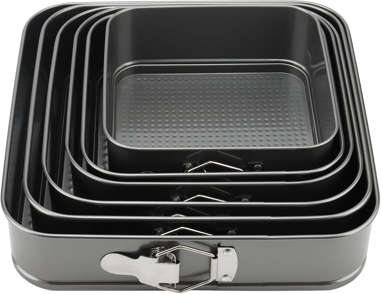 MOUYAT Cake Tin Set, 6 PCS Springform Square Cheesecake Pan Tray with