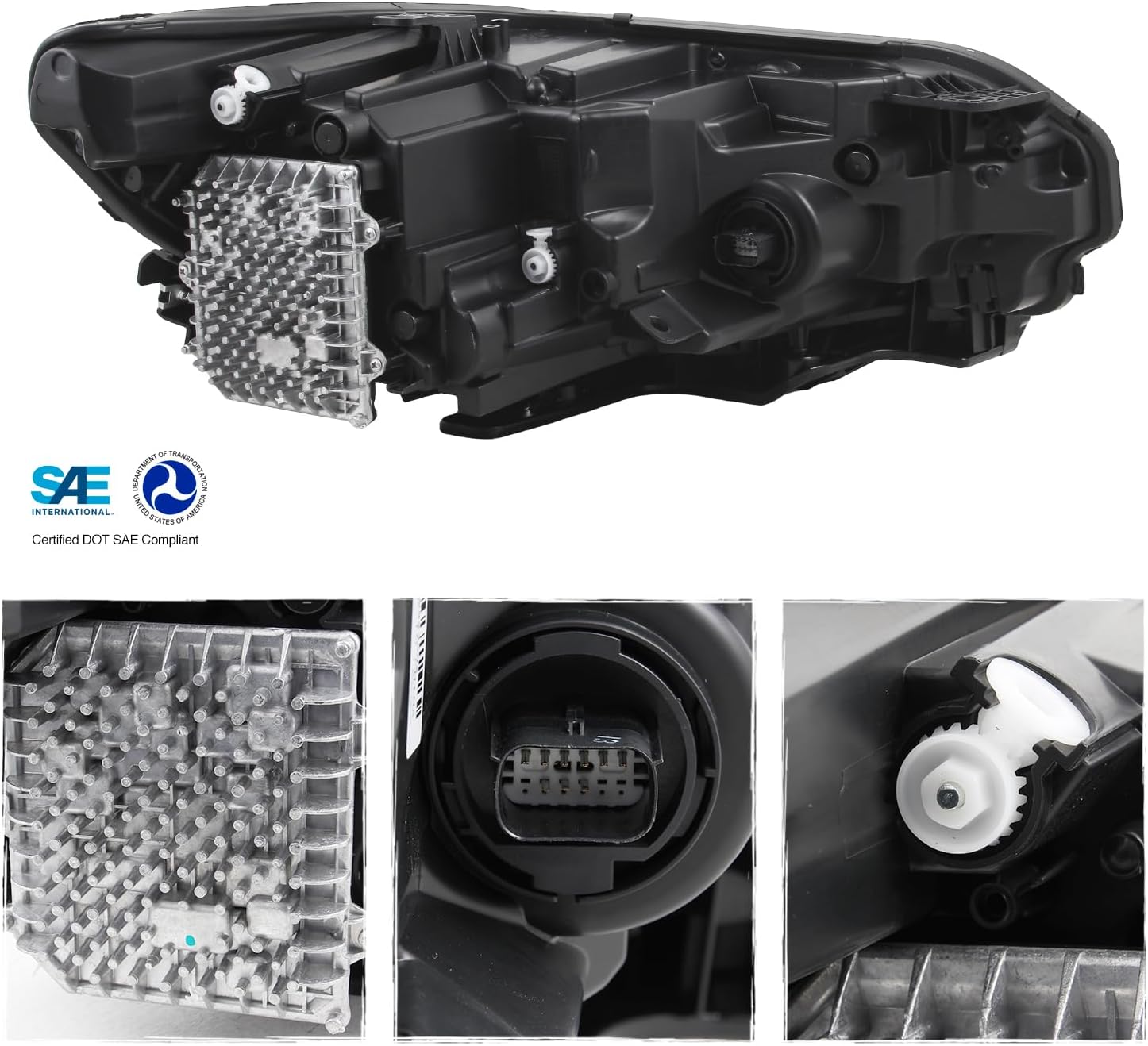 AKKON - Fits 2019-2023 Jeep Cherokee Full LED DRL Tube Projector Headlight Driver Left w/SwitchBack Running Turn Signal