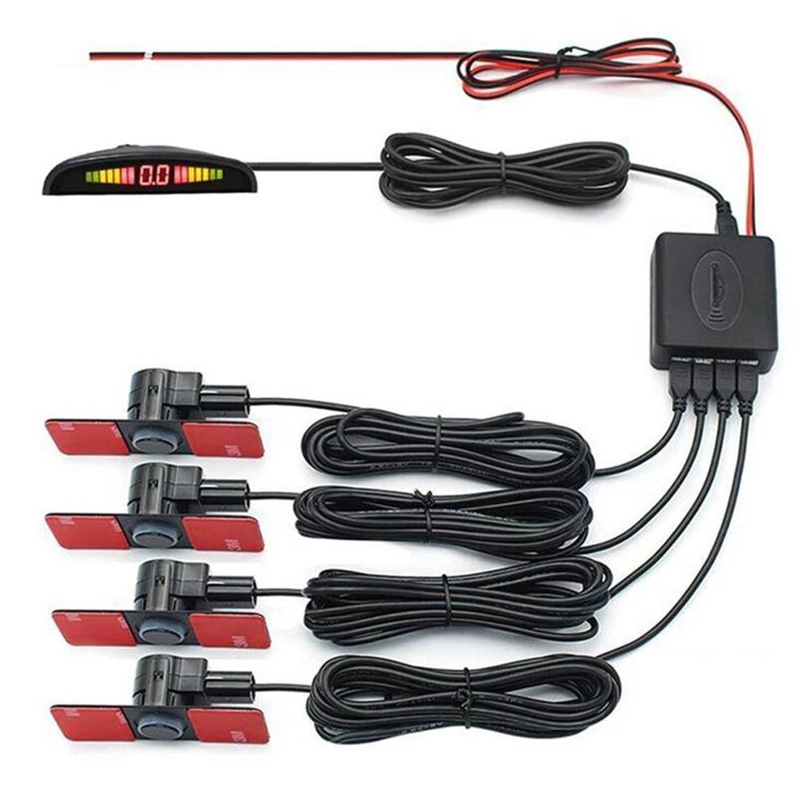 Sensor Sensor De Aparcamiento con 4 Sensores Sistema De Detección Monitorizado con Radar De Marcha Atrás De 16mm Respaldo Inverso Asistente Estacionamiento