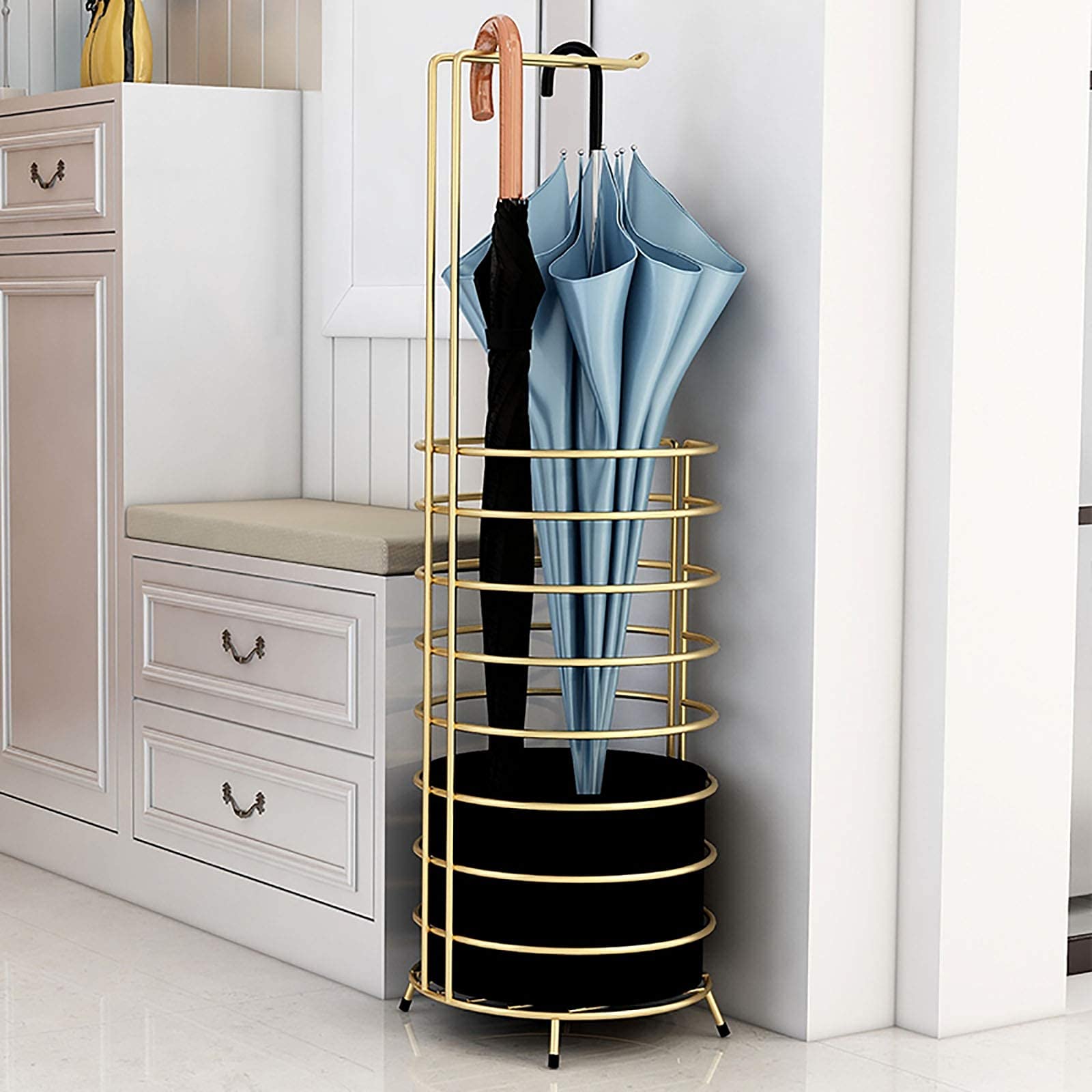 Portaombrelli in metallo per ingresso porta d'ingresso soggiorno cucina angolo – elegante portaombrelli per club e design salvaspazio