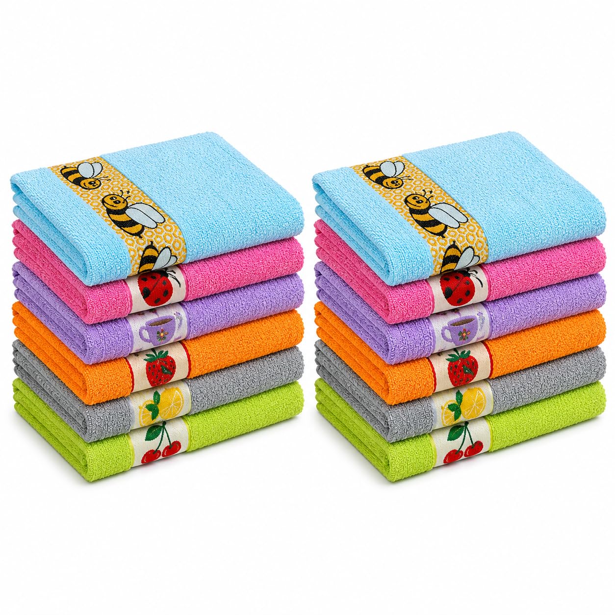 Genérico Paños de Cocina 100% Algodón 50x50 cm, Pack de 12 (Abejas)