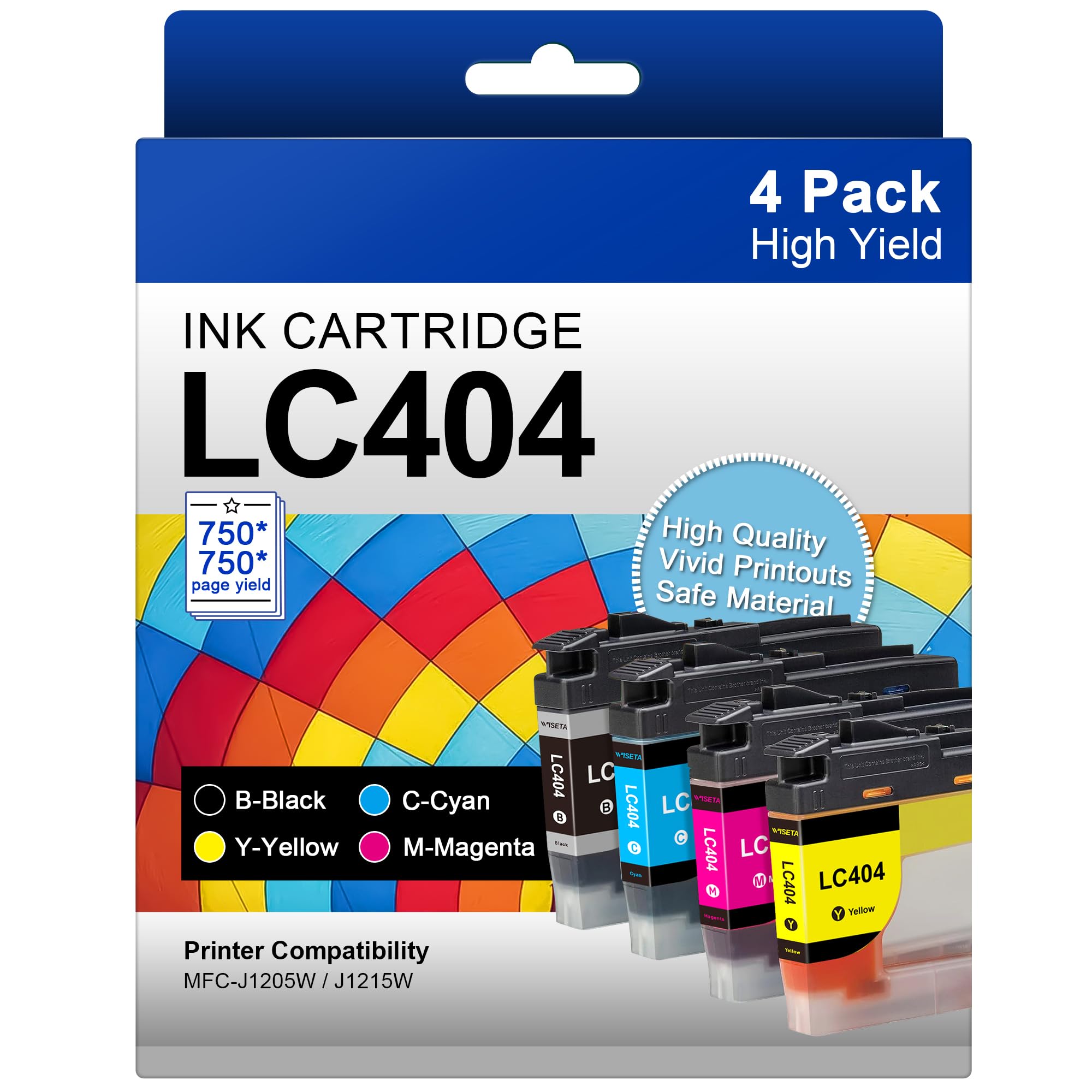 LC404 Compatible Ink Cartridges Replacement for LC404 Ink Cartridges for Brother Printer LC404 LC-404 LC404BK to use with MFC-J1205W MFC-J1215W (4-