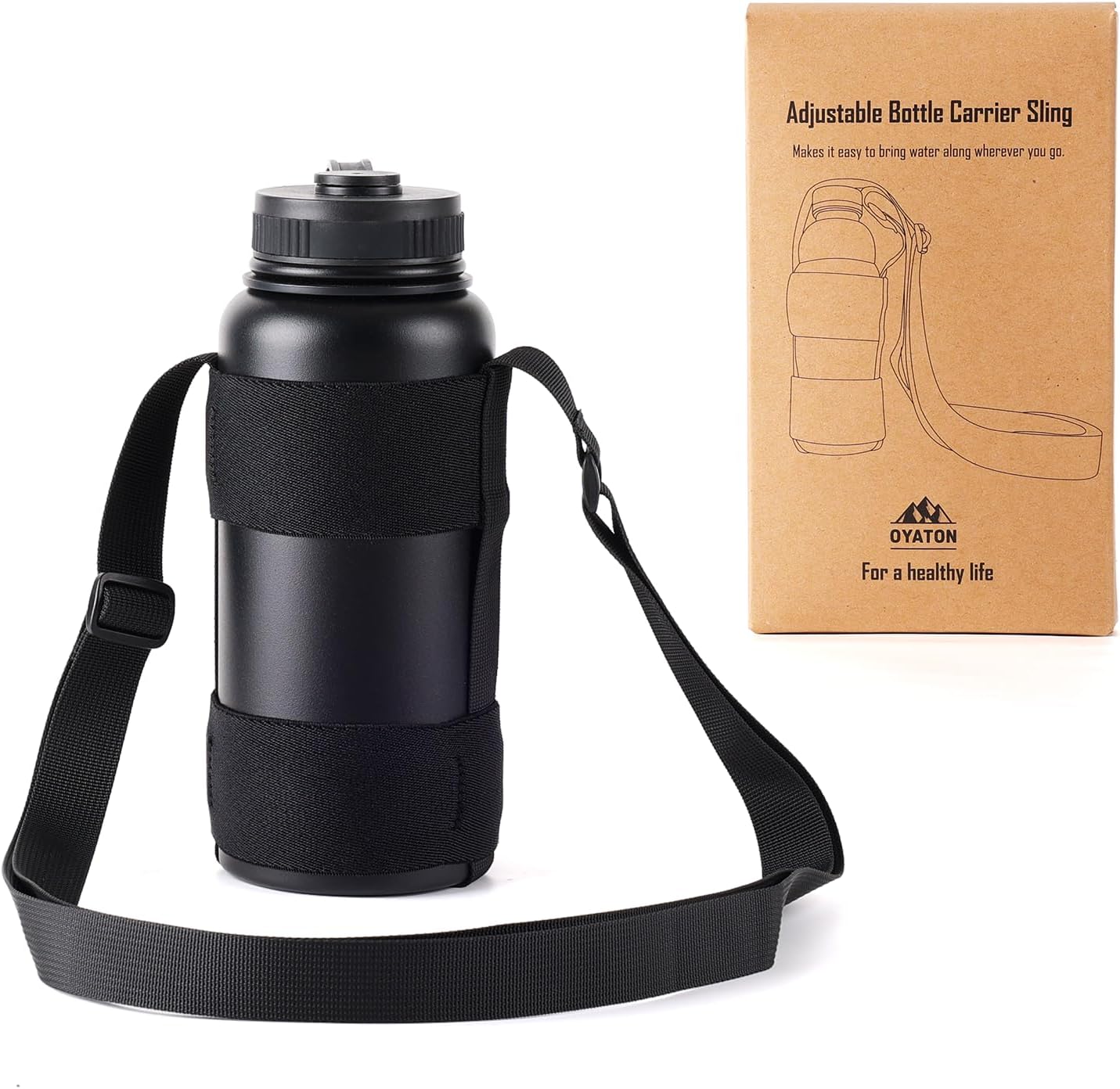 Universal Water Bottle Carrier Sling with Adjustable Shoulder Strap for Walking Short Hiking, Water Bottle Holder for 16-64 oz Wide Mouth Bottles (Exclude Water Bottle) - Image 9