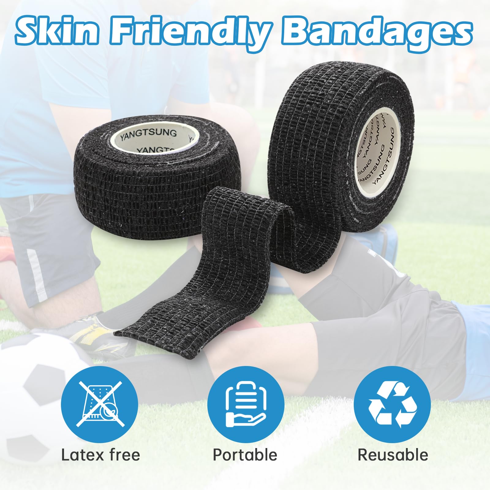 9 rolek samoprzylepnego bandaża elastycznego, 2,5 cm x 4,5 m bandaż wielokrotnego użytku, oddychająca, wodoodporna taśma sportowa na nadgarstek, kostkę, taśma weterynaryjna dla psów i koni
