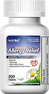 HealthA2Z® Allergy Relief | Loratadine 10mg | Antihistamine | Relief from Itchy Throat, Sneezing, Runny Noses | 24-Hours Allergy Medicine (300 Tablets)