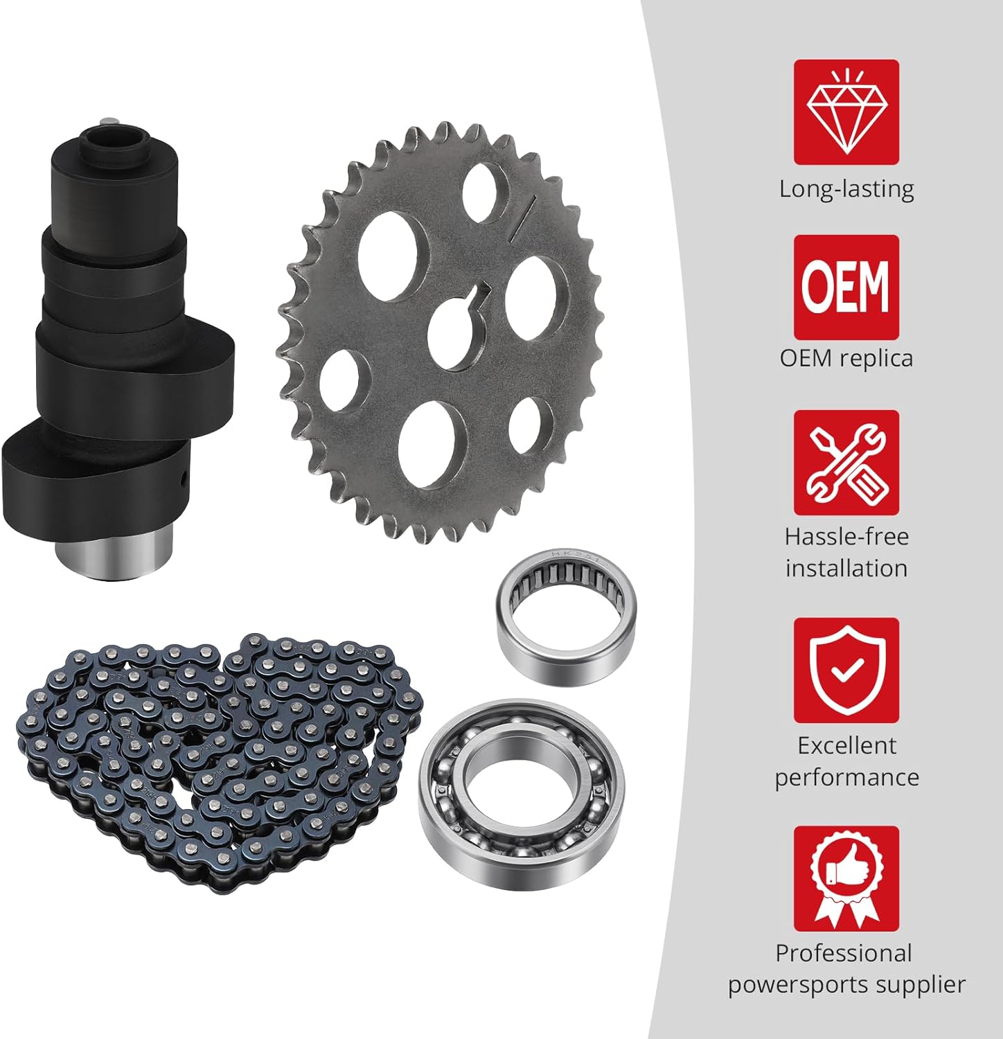 JAVIK Camshaft & Cam Chain Gear Bearing Kit Fit for Yamaha Big Bear 350 Warrior 350 Moto-4 350 YFM350 1989-2005, OEM#5UH-12170-00-00 1YW-12170-00-00 1UY-12170-00-00 3HN-12176-00-00