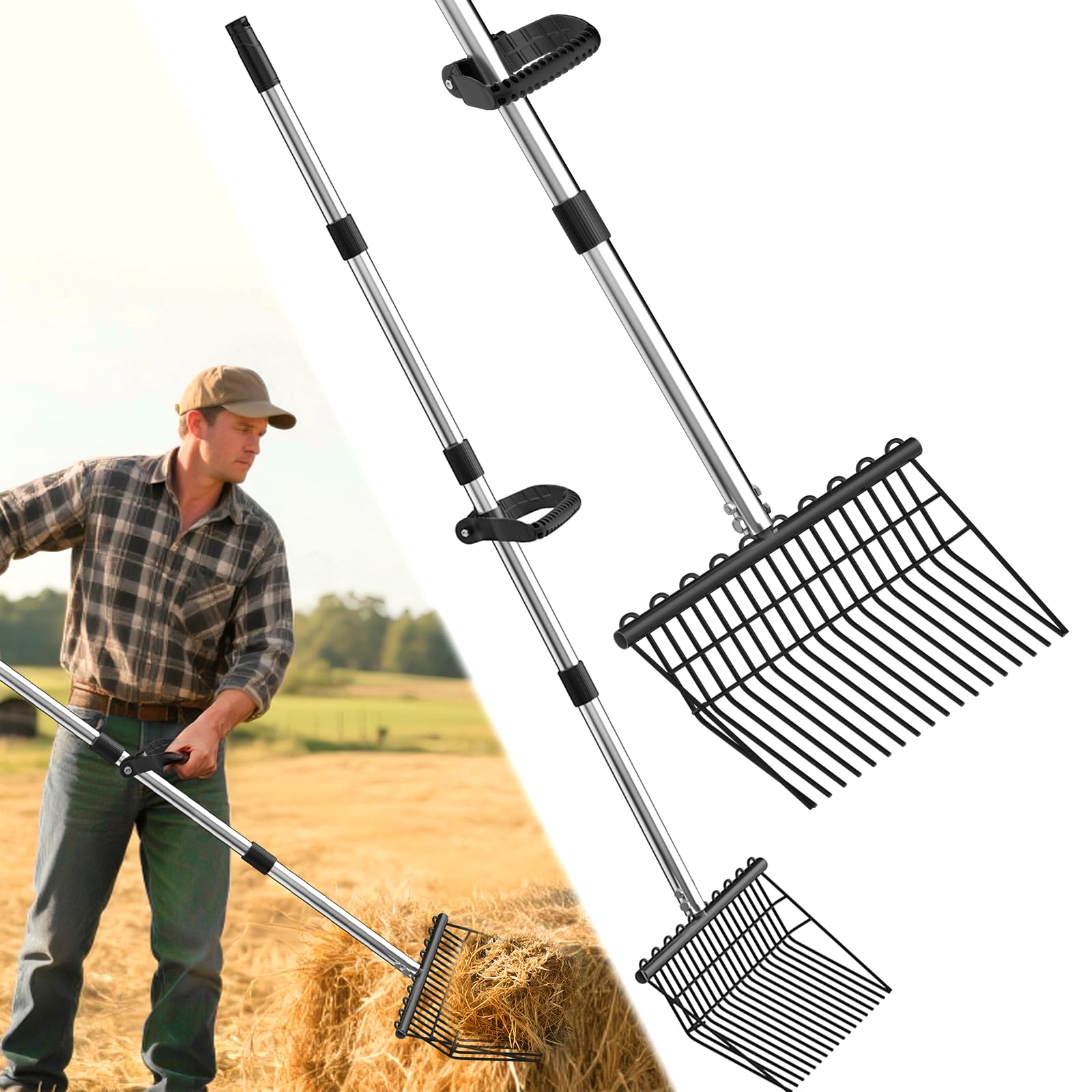 Falcetto in acciaio - Robusto falcetto per letame e fieno - Ideale per letame equino, fieno, foglie e compost - Versione pesante con manico in legno ergonomico - Falcetto per stalla, pascolo e lavoro