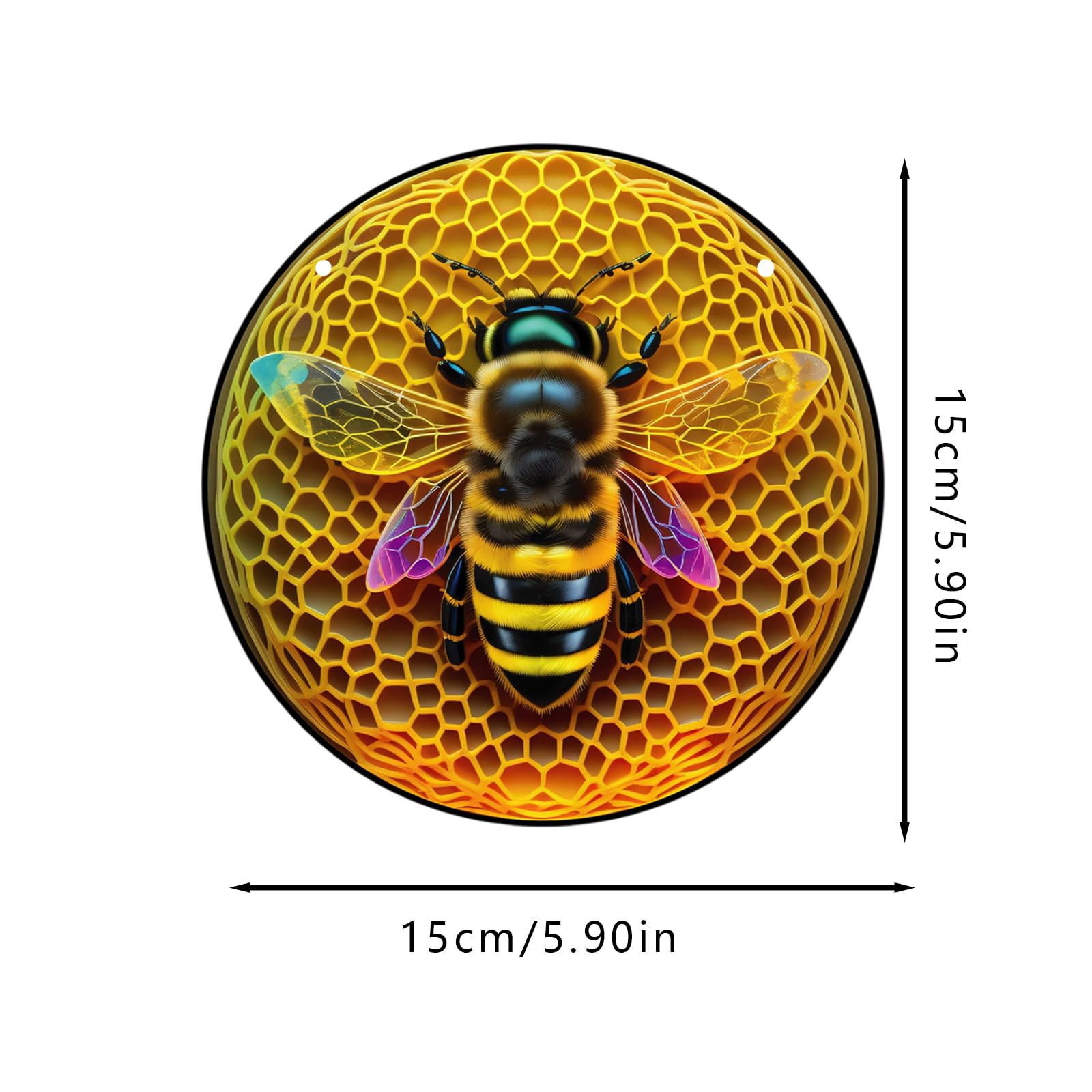 Bee Acrylic Window Hanging,Boneybee Stained Glass Window Hanging Decor Colorful Ornament,Stained Two-Sided Panel Hangings Decoration,Suncatcher for Garden Kitchen Living Room