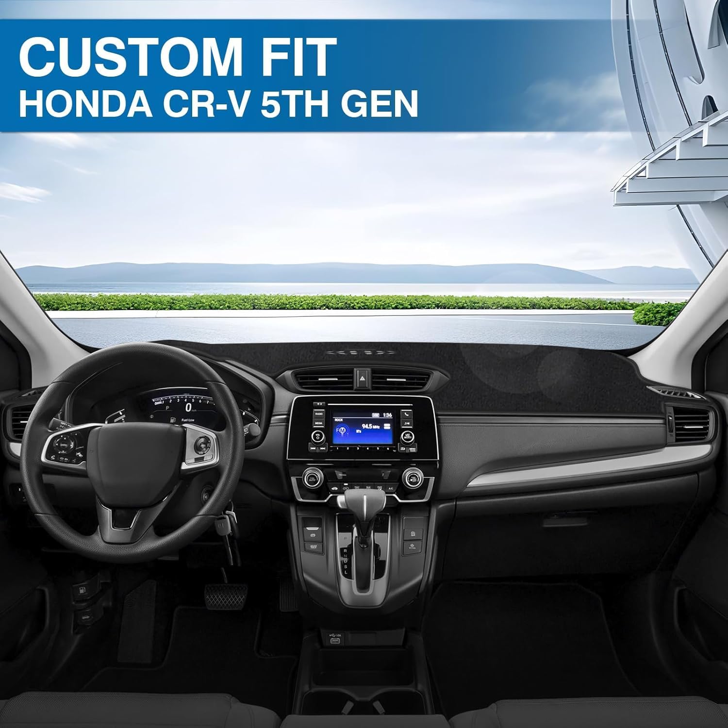 KUST Black Dash Cover for Honda CR-V CRV 2017-2022 Left Hand Driving Non-Slip Dashboard Cover Interior for CR-V CRV Accessories Custom Fit Dash Mat Sunshade Windshield Glare