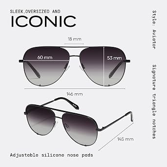 QUAY Polarized Unisex Aviator Sunglasses, UV Protection, Oversized Fashion Accessories for On The Go Lifestyle