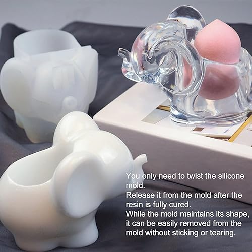 Miniatura 3 de Molde de silicona para macetas de elefante, molde de fundición de resina, molde de hormigón, maceta de cemento, moldes de arcilla, manualidades,