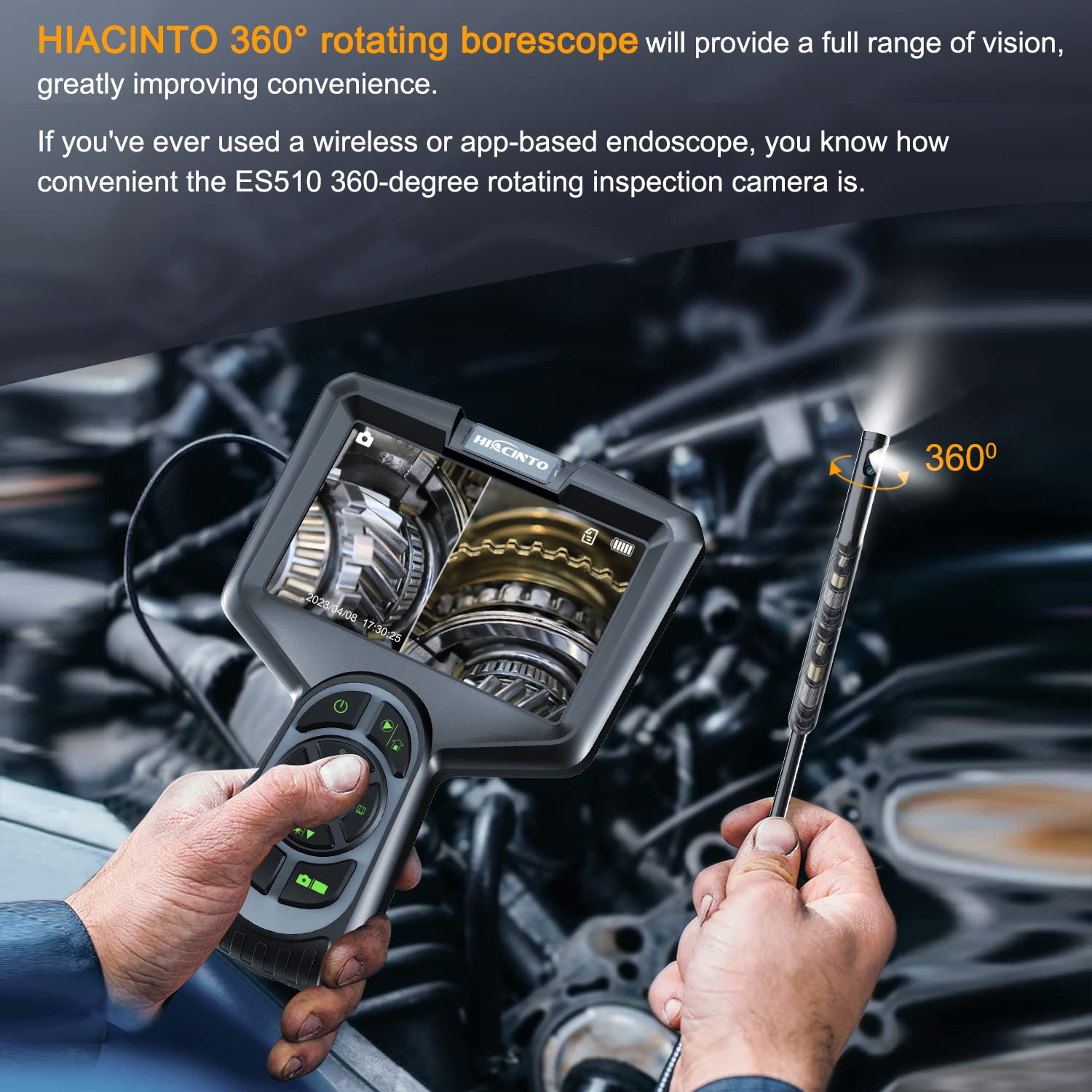 Ralcam Articulé 360/720 ° Caméras De Caméra D'inspection Endoscopique 6,2 Mm Avec 6 LED, Câble Semi-rigide étanche IP67