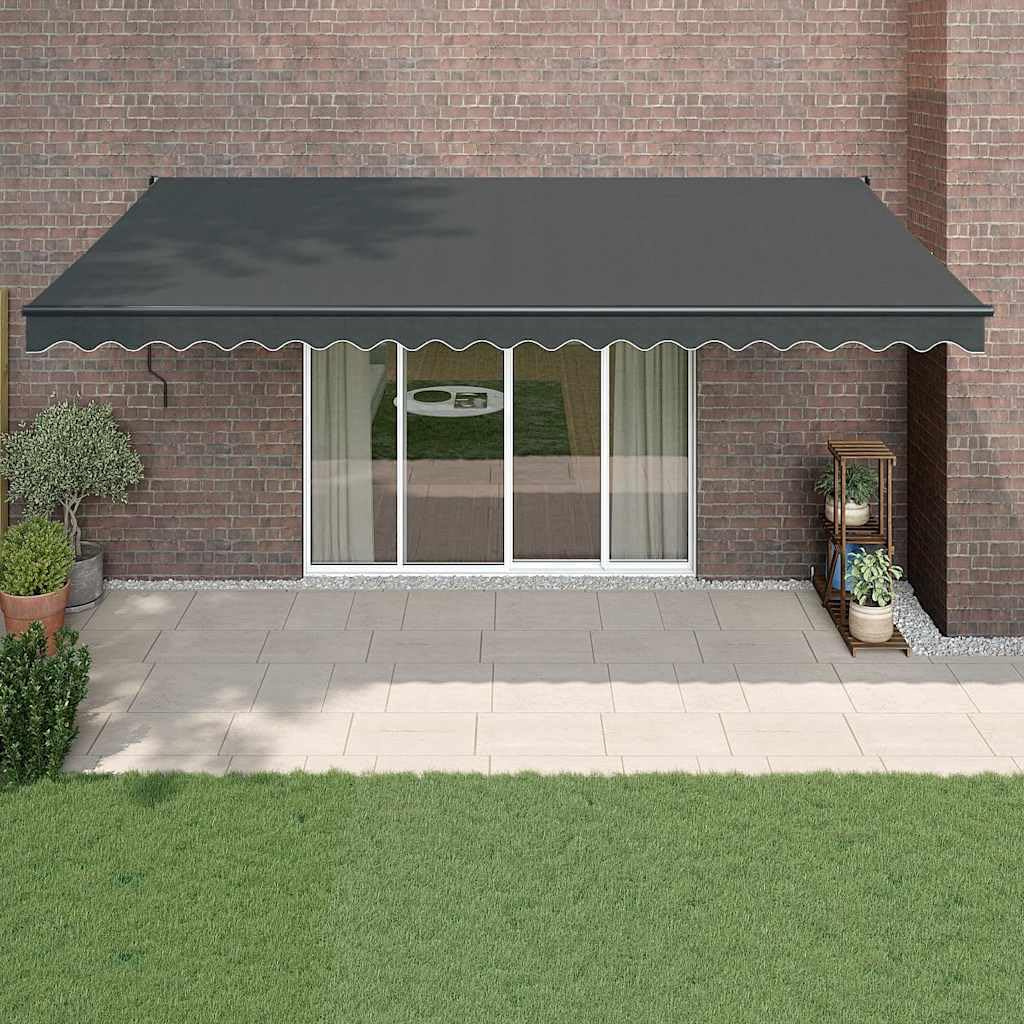 Automatisches Sonnensegel, einziehbar, Anthrazit, 5 x 3 m, mit Fernbedienung und Motor, für Terrasse, Balkon, Garten, Stoff aus Polyester, PU-beschichtet, UV-beständig, Rahmen aus Aluminium Garten