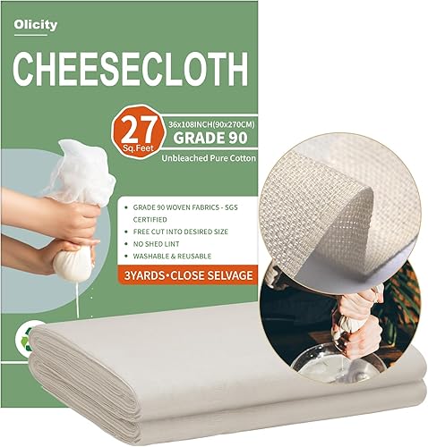 Miniatura 16 de Olicity - Paños de tela para queso de grado 100, de 36 x 36 pulgadas, paño de tela para queso reutilizable con bordes cerrados de malla fina, paño