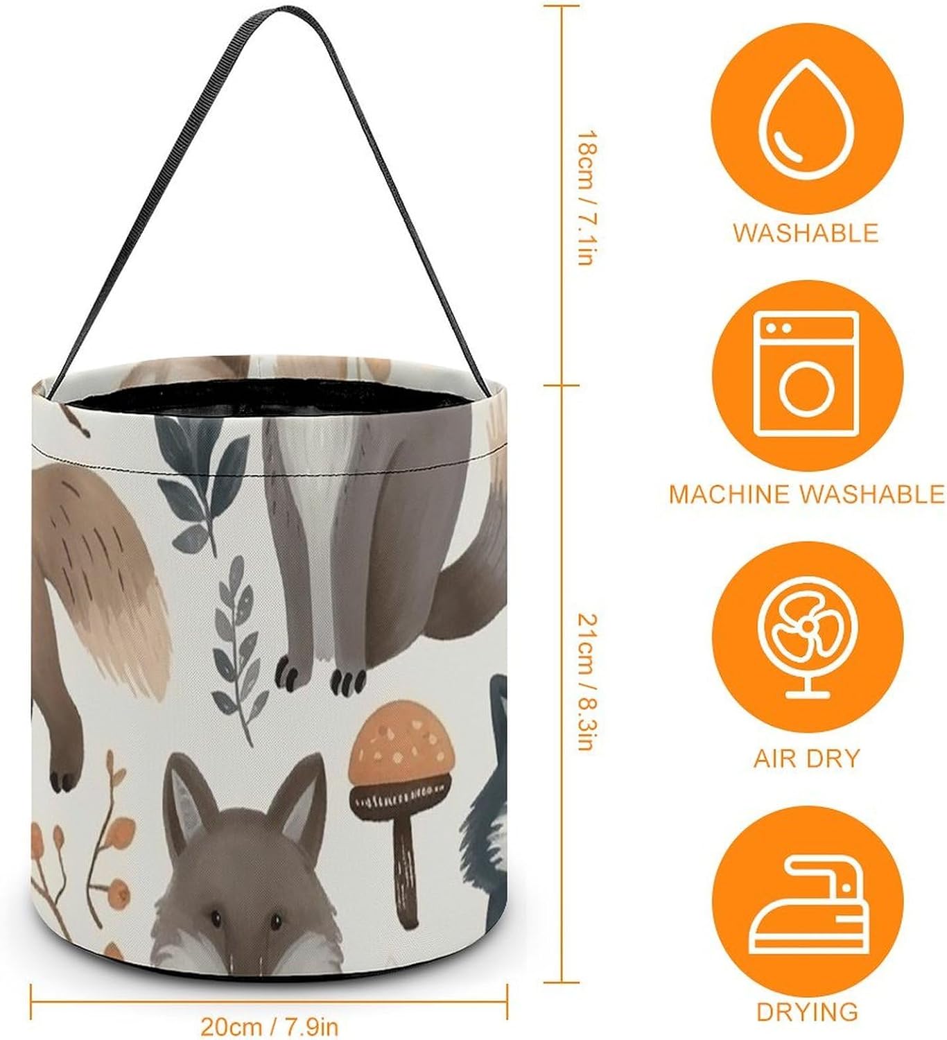 Portable Raccoon Animals Halloween Candy Bucket with Handle image 2