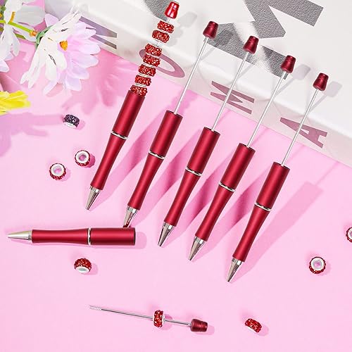 Miniatura 3 de jiebor 50 bolígrafos rojos con cuentas de plástico, bolígrafo de tinta negra, lindos bolígrafos geniales para estudiantes, profesores, regalos de