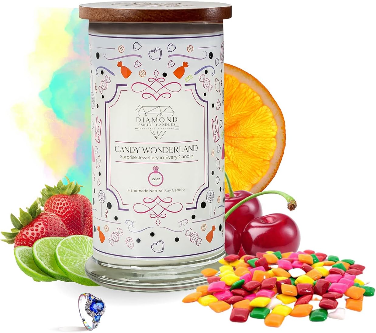 Diamond Empire Candy Wonderland Candle with Surprise Jewellery Inside (Jewelry Valued up to £2,500)