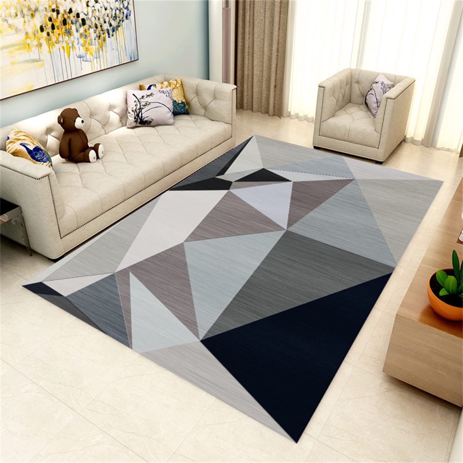 Tapis moquette multicolore 130x190cm pour descente de lit et salon