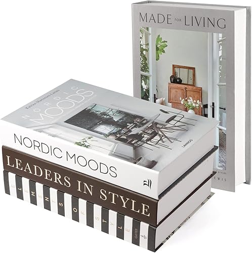 Miniatura 5 de Ediactcyl - Juego de 4 libros falsos para decoración, moderno juego de libros decorativos para decoración del hogar de tapa dura, pilas de libros