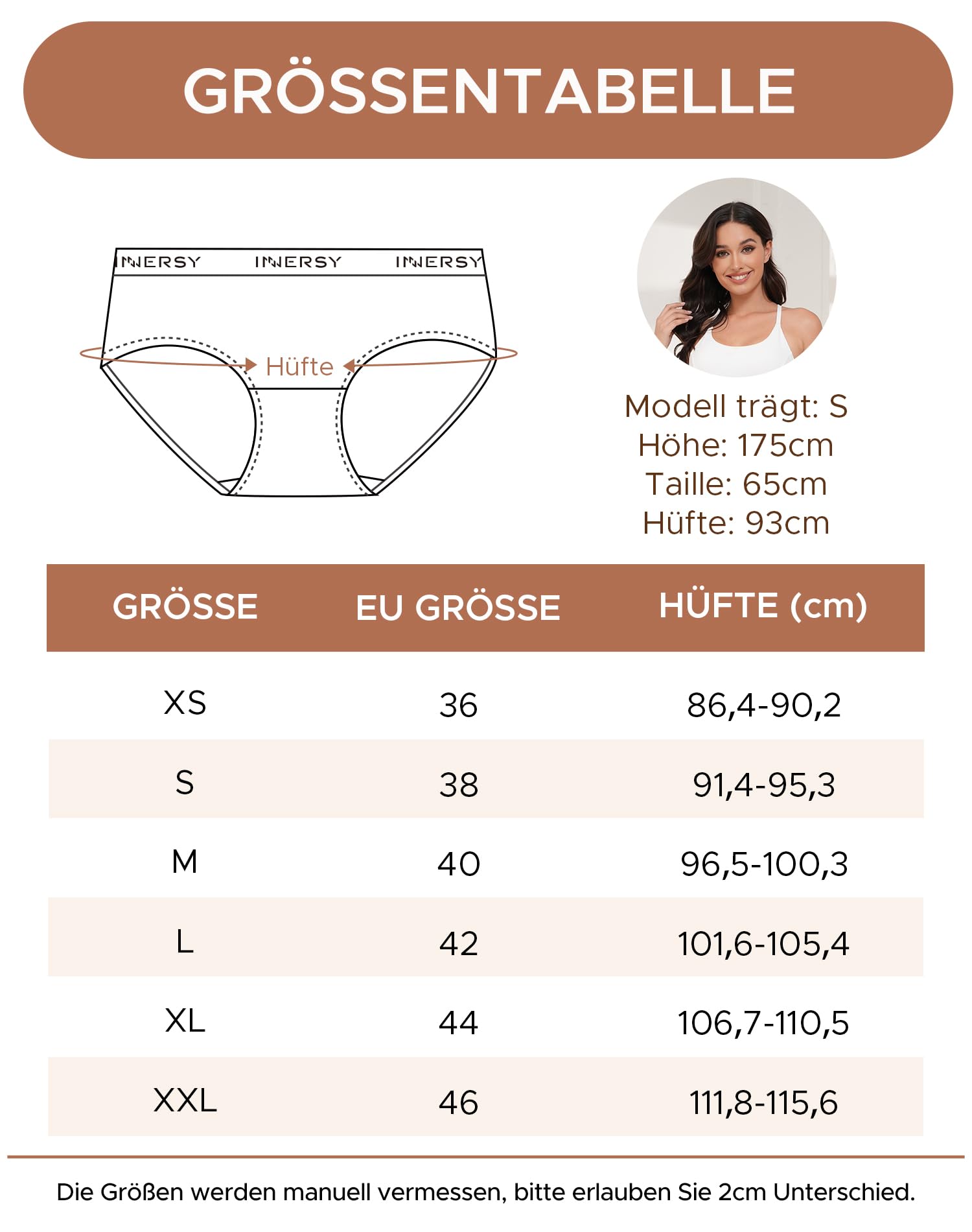 INNERSY Bielizna damska, wygodne majtki bawełniane, wielopak, oddychające majtki, 6 sztuk, wielobarwny jasny, S