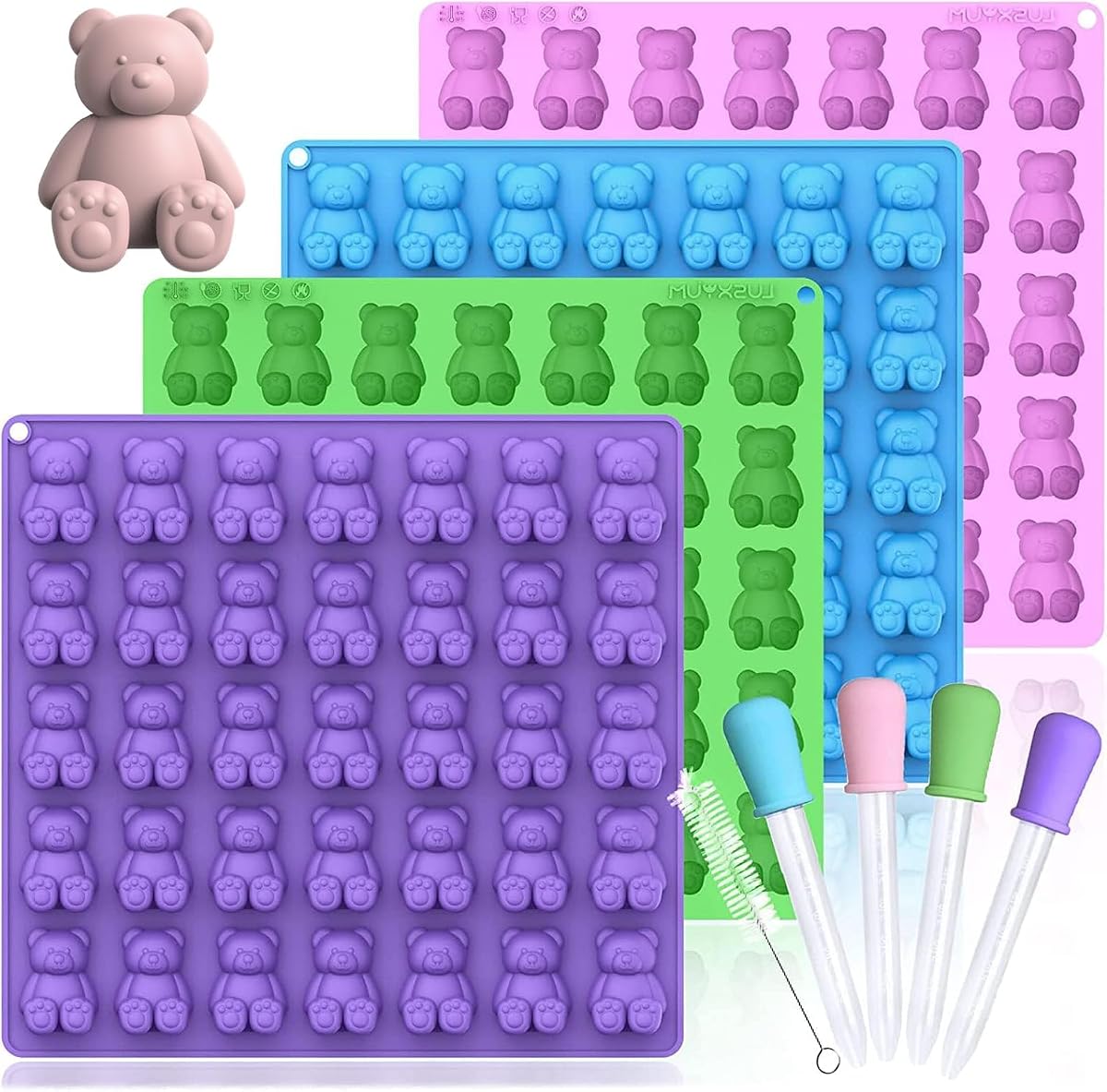 LUSHYUM Large Gummy Bear Molds 5 ML, BPA-FREE Silicone Chocolate Candy Gummy