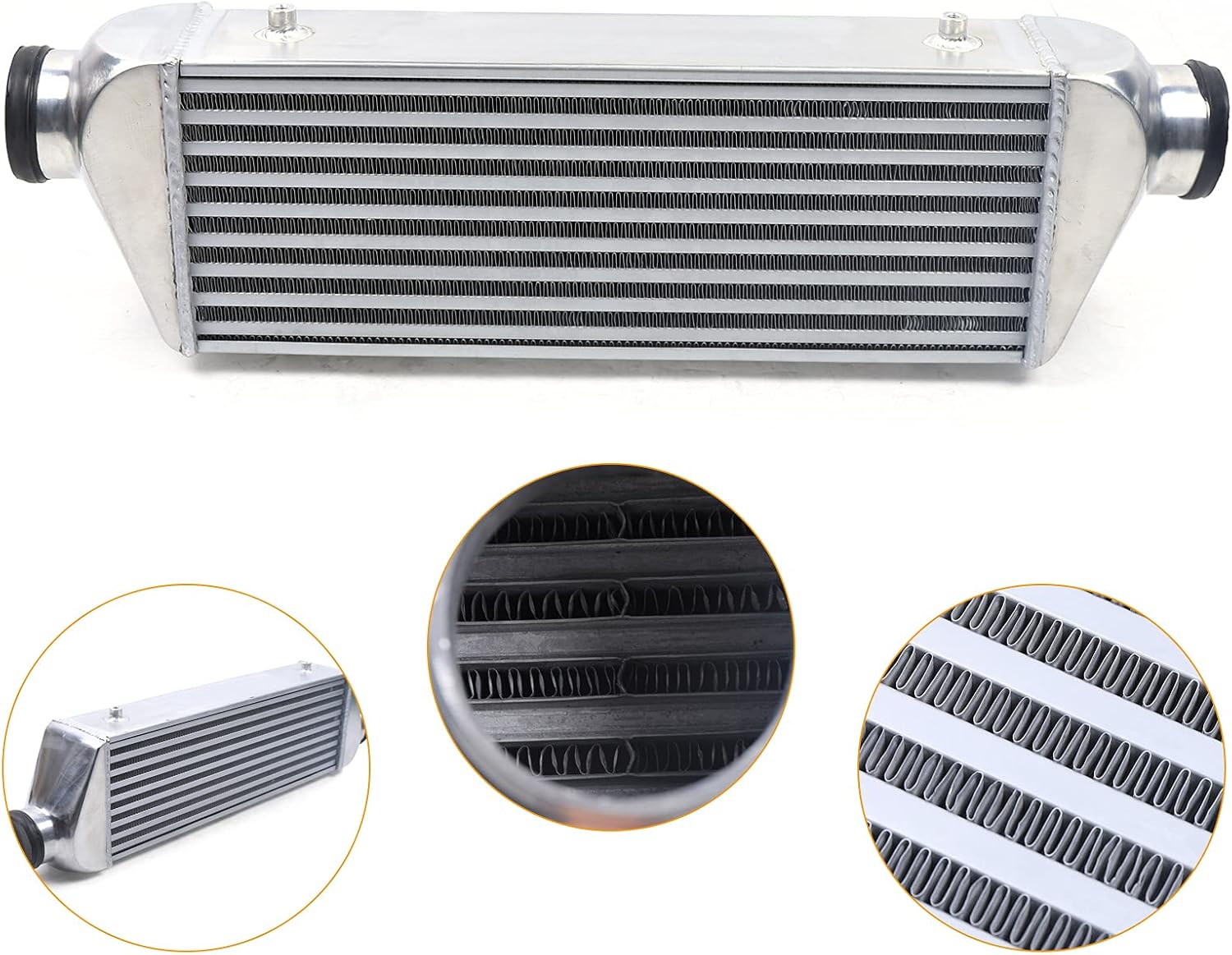 Universal Aluminum Intercooler 27x7x4 Inch, 3" Inlet/Outlet, Front Mount Turbo Intercooler for Turbocharged Vehicles, High Efficiency 3.5" Core