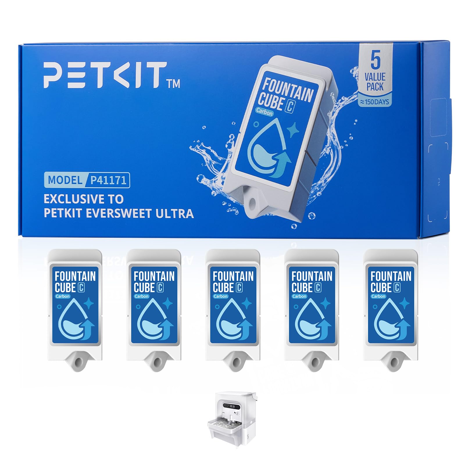 PETKIT Fountain Cube C for Eversweet Ultra Cat Water Fountain, Replacement for 5L Automatic Pet Fountain, 5 Pack