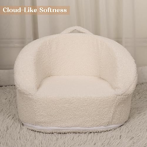 Miniatura 2 de Silla pequeña cómoda para niños de 1 a 3 años, sofá compacto de 17.3 pulgadas con asa de transporte, silla de bebé de felpa suave, funda lavable y