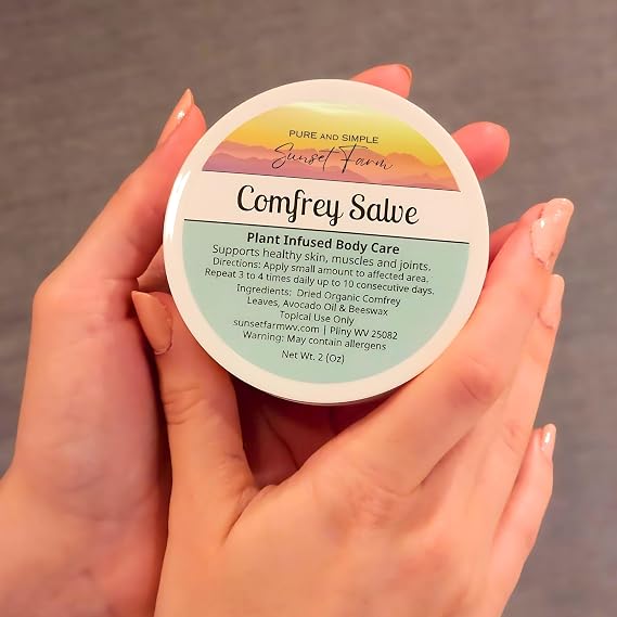 Comfrey Salve | Organic, Non-GMO, Small-Batch Herbal Balm | Family Made in WV | 2 oz Jar