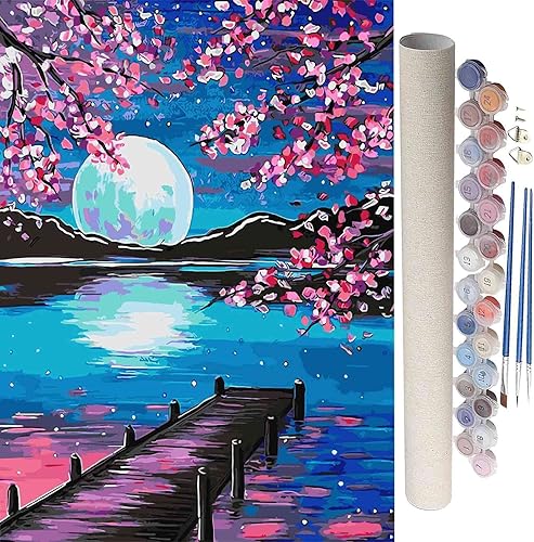 SYNHOK Pintura al óleo por números para adultos y niños, kits de pintura por números, pintura acrílica de dibujo con lienzo enmarcado de 12 x 16