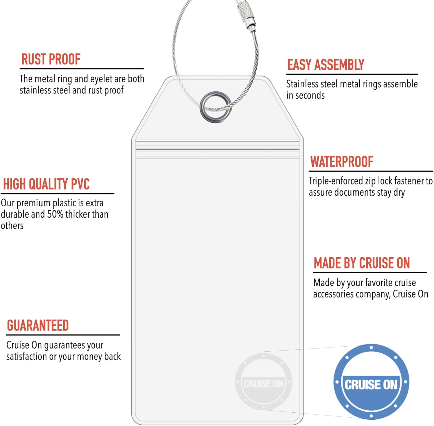 | Carnival Luggage Tag Holders by Cruise On - Fits All Carnival Cruise Line Ships & Tags for Cruises in 2020 & 2021 | Luggage Tags