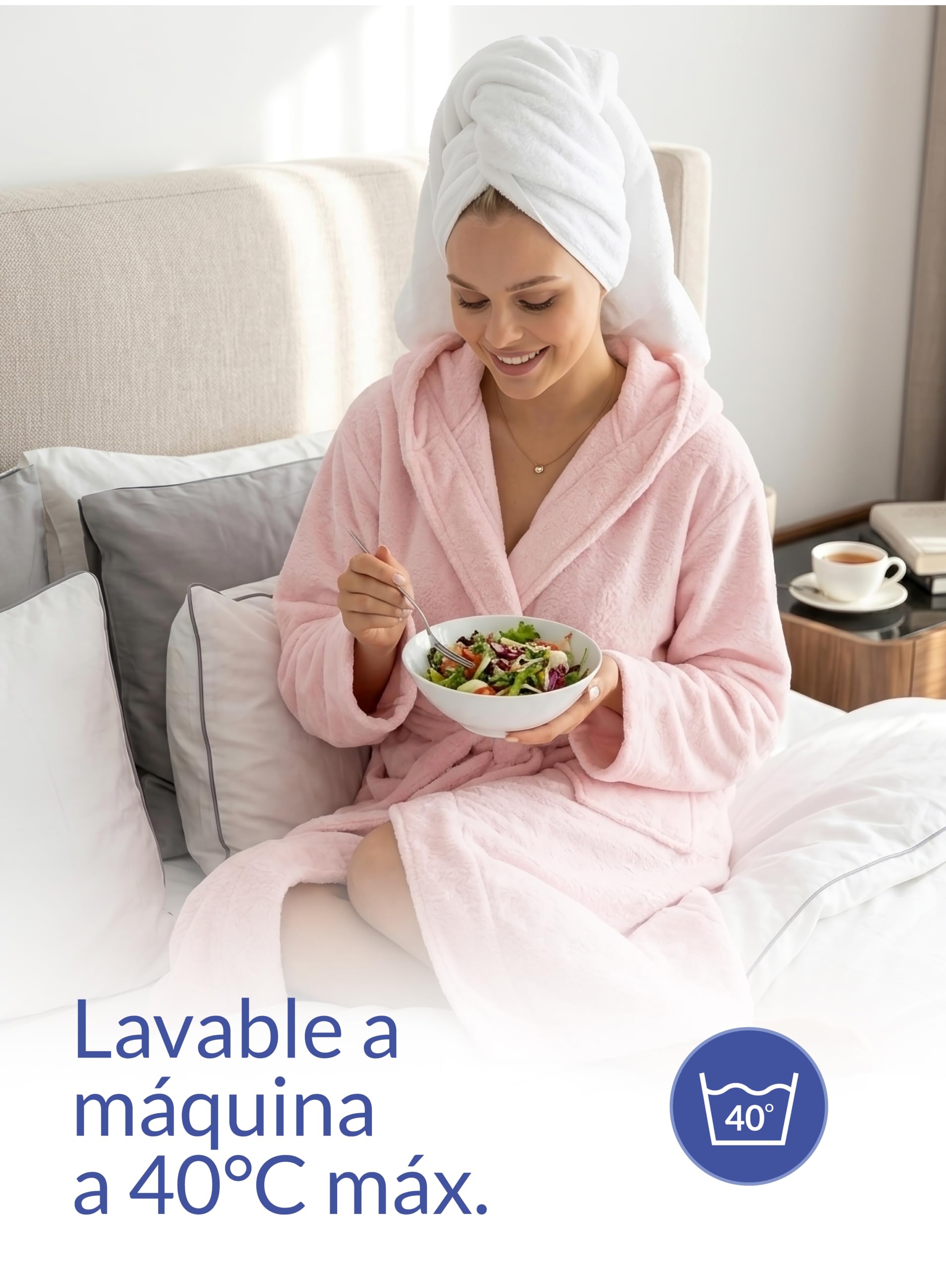 Twinzen Bata de Baño Mujer - 100% Algodón con Capucha