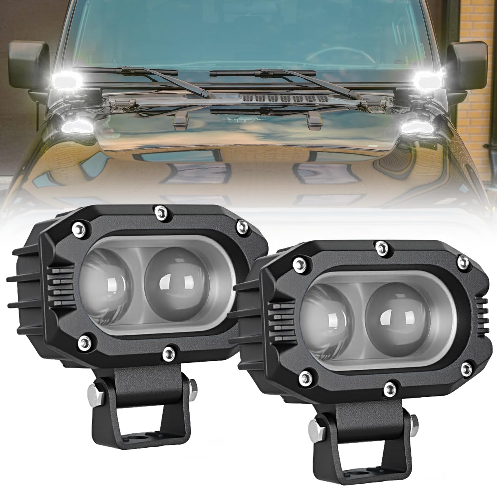 Nilight LED Pod Light 48W 4 Inch 2 PCS White Spot Beam Driving Lights IP67 Waterproof Auxiliary Offroad Lighting for Truck Tractor SUV ATV UTV Golf Cart Boat Motorcycle Dirt Bike