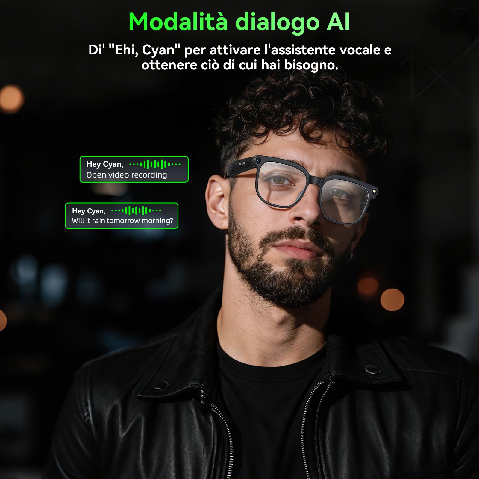 Hwagol Occhiali Smart con Fotocamera 8MP,Smart Glasses AI,Occhiali Intelligenti con Fotografia/Registrazione/Chiamate Intelligenti/Musicale/Traduzione/Riconoscimento Immagini, Lenti Fotocromatiche
