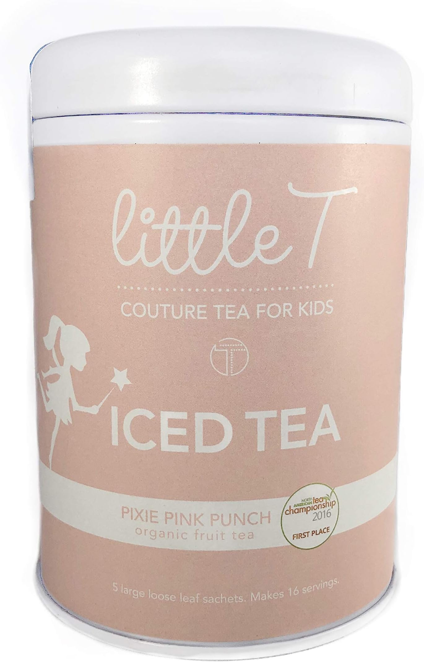 LITTLE T Kids Tea - Pixie Pink Punch Tin - Organic Herbal Tea (Iced) for Kids | Sugar-Free | Caffeine-Free | Antioxidant-rich | Immune-Boosting | Fruity Iced Loose Leaf Tea Sachets (makes 1 gallon)