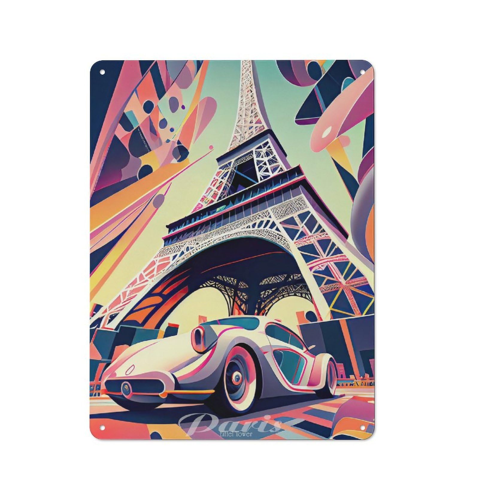 Junmoney Paris Eiffel Tower 2 For Man Cave Or Games Room, Retro Tin Sign 40X30cm, A Christmas Gift For People Styling Man Cave And Games Room