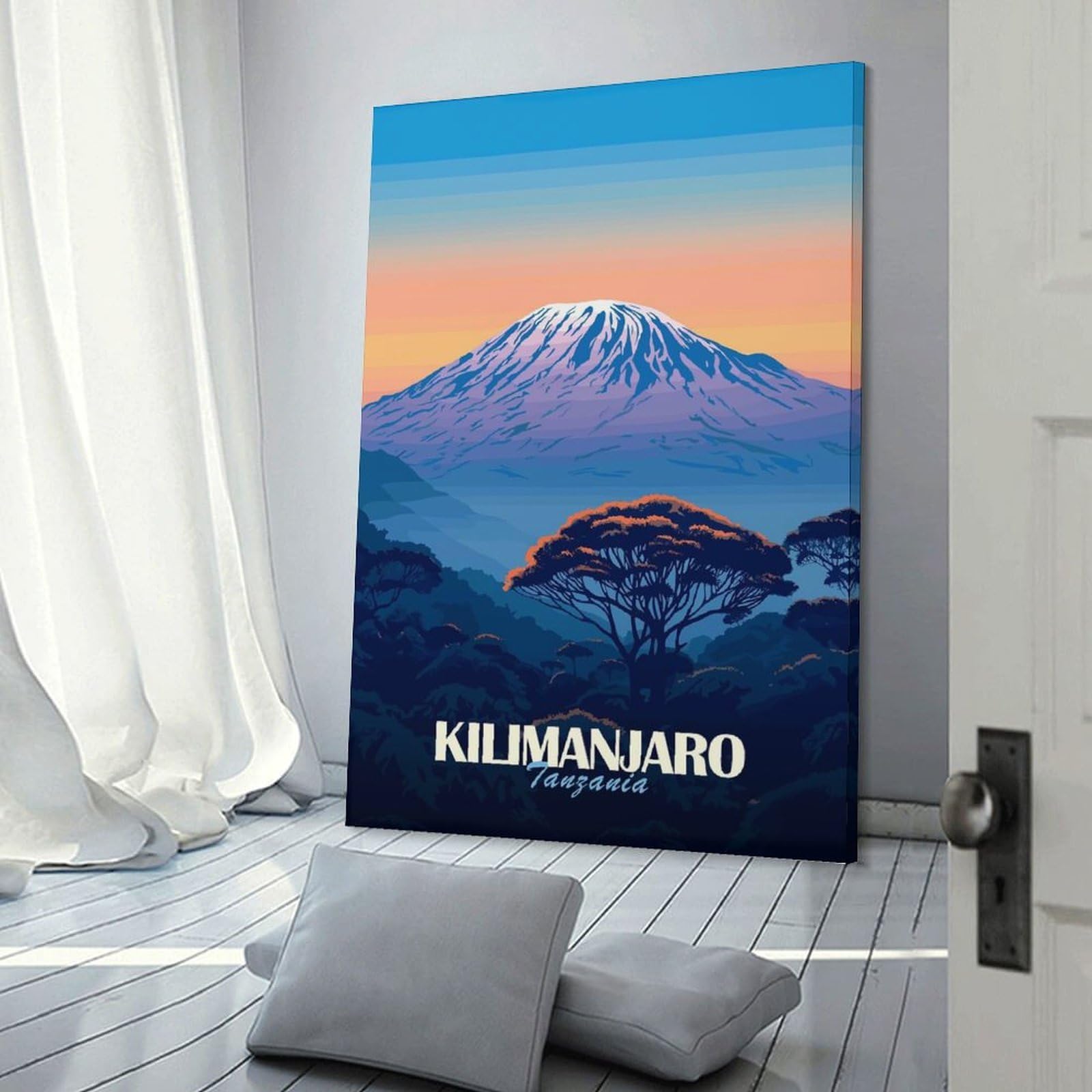 Junmoney Kilimanjaro Mountain Hanging Wall Art, 12x18inch(30x45cm), for Gallery Wall Decor And Room Displays, Home Wall Art for Statement Displays