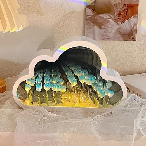 Espejo de tulipán de nube de 20 flores, luz nocturna de tulipán, lámpara LED para decoración de dormitorio para adolescentes, regalo creativo para disponible en Yaxa Peru