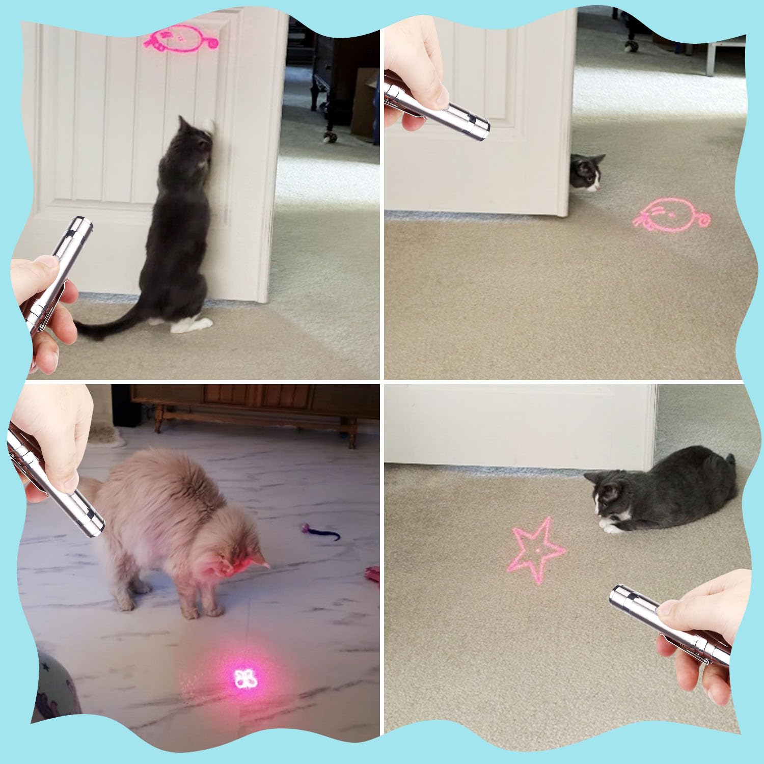 Waputne Katzenspielzeug für Indoor-Katzen, 2 Stück, USB wiederaufladbares Kätzchenspielzeug mit 7 verstellbaren Mustern, interaktives Jagdspielzeug für Indoor-Katzen & Hunde, Training & Übungsspaß