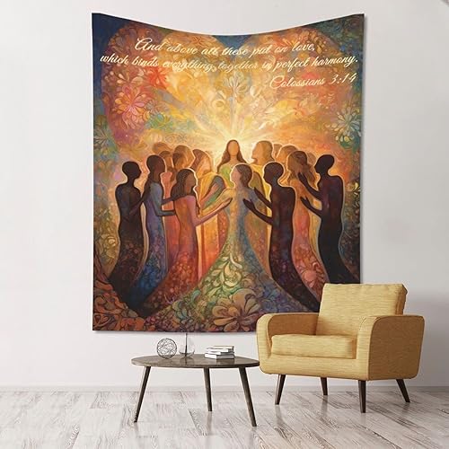 TXIURYU Tapiz de lienzo Love The Bond Of Perfect Harmony de Jesucristo en escrituras bíblicas, arte abstracto, adecuado para decoración de iglesias,