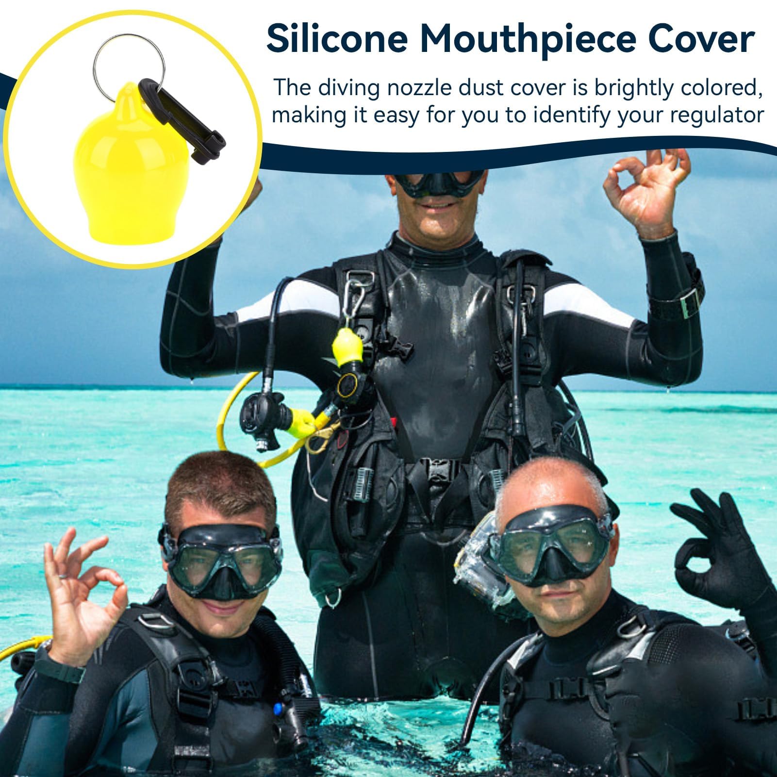 Agatige Boccaglio Silicone Snorkeling Regolatore con Gancio Carabiner Accessori Immersioni Giallo