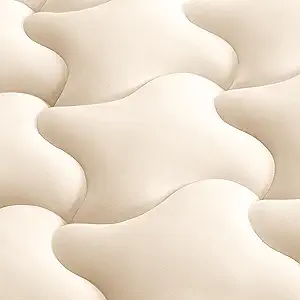 SLEEP ZONE Mattress Pad Twin Size, Elastic Fitted Mattress Protector for Kids, Deep Pocket 8~21 inch Mattress Topper, Machine Washable, Microfiber, Easy Care (Beige, Twin)