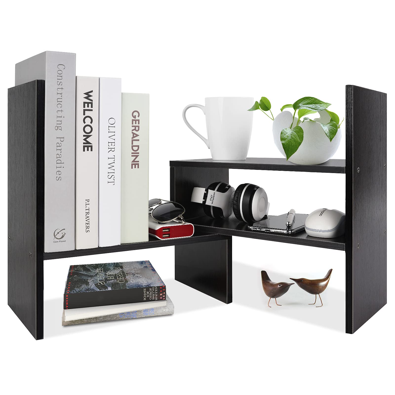 Buy Desk Shelf Organizer, Wood Desktop Bookshelf Organizers and Storage